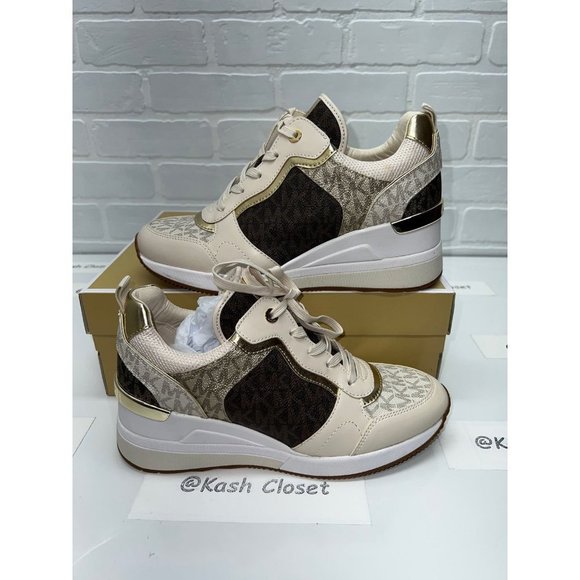 New Michael Kors crista trainer tech canvas shoes brown multi - Various sizes - Picture 1 of 11